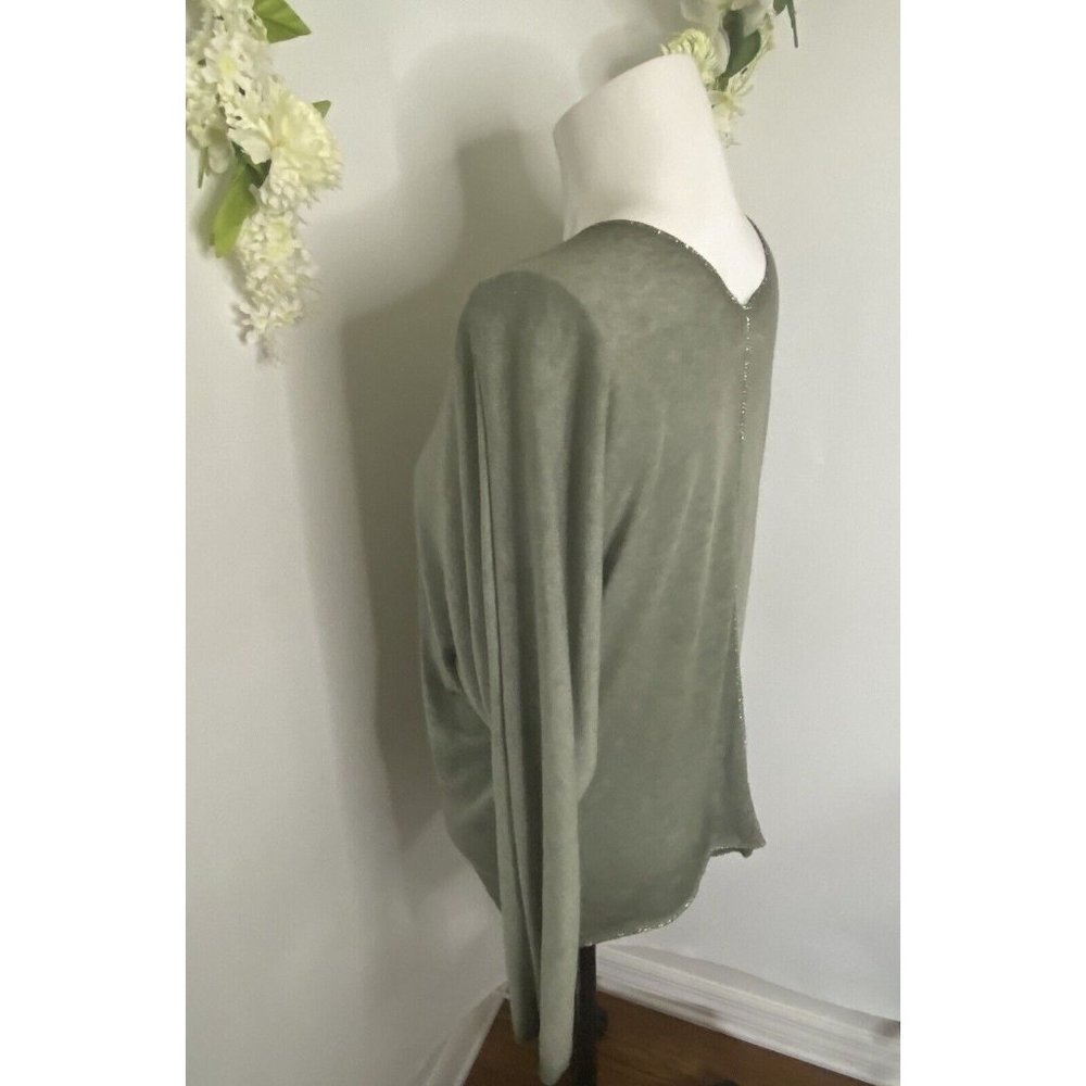 Free For Humanity Size Small Lightweight Sweater Top Metallic Trim Long Sleeves - Picture 5 of 16